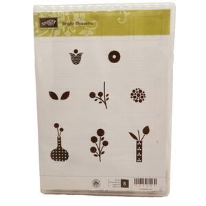 Stampin Up Bright Blossoms Cling Stamp Set Unmounted Flower MISSING 1 STAMP